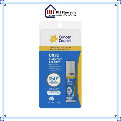 [Nhập khẩu] Son Dưỡng Môi Chống Nắng Cancer Council Ultra Sunscreen Lip Balm SPF50+ 4g.