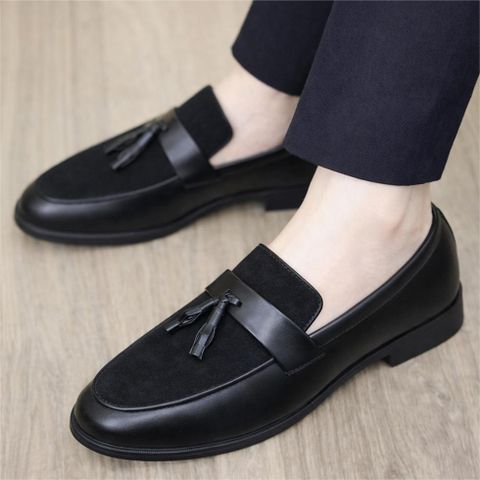 Giày lười nam DAVINCIA boy phố, Giầy da mềm gắn chuông đế cao su cao 3cm chống trơn trượt có khâu