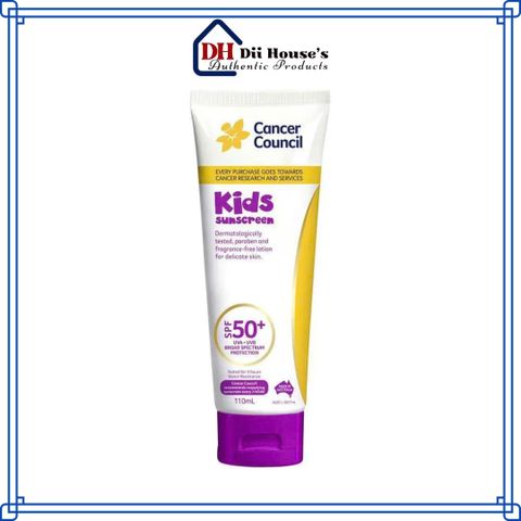 [Nhập khẩu] Kem chống nắng trẻ em Cancer Council Kids Sunscreen SPF 50+/PA ++++ 110ml.