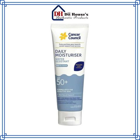 [Nhập khẩu] Kem Chống Nắng Dưỡng Ẩm & Chống Nước Dành Cho Da Mặt Cancer Council Face Day Moisturizer Water Resistant Matte Finish SPF50+ UVA-UVB 75ml.