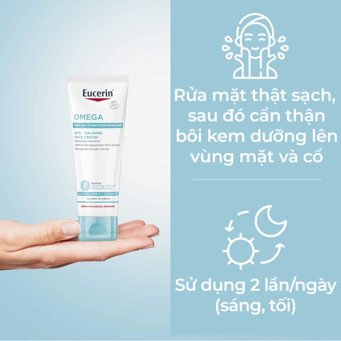 Kem Dưỡng Da Eucerin Omega Ato Control 50ml – Làm Dịu, Giảm Kích Ứng và Cấp Ẩm Cho Da Khô Nhạy Cảm, Phù Hợp Trẻ Sơ Sinh