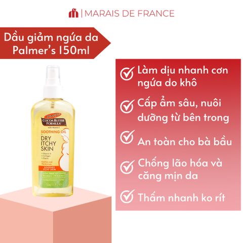Dầu dưỡng da Palmer's Cocoa Butter Formula Soothing Oil cho da khô ngứa 150ml
