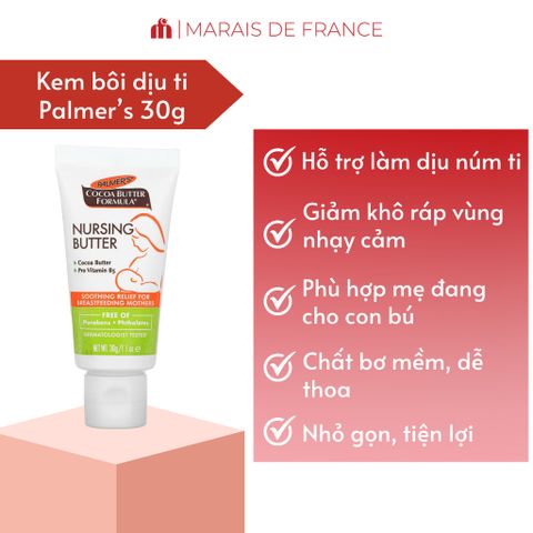 Kem dưỡng núm ti Palmer's Cocoa Butter Formula Nursing Butter cho mẹ cho con bú 30g
