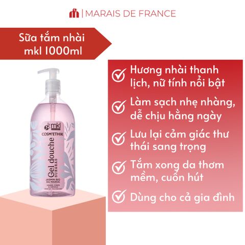 MKL Gel Douche Surgras Sữa Tắm Dưỡng Ẩm 1000ml Hương Nhài Maroc Dịu Nhẹ Không Khô Rít Chính Hãng 1L 653852