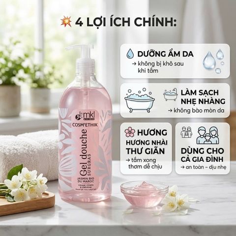MKL Gel Douche Surgras Sữa Tắm Dưỡng Ẩm 1000ml Hương Nhài Maroc Dịu Nhẹ Không Khô Rít Chính Hãng 1L 653852