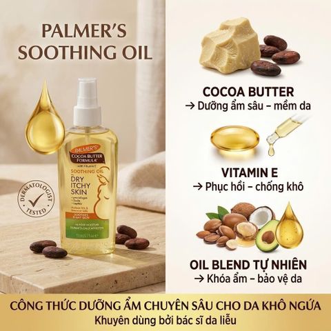 Dầu dưỡng da Palmer's Cocoa Butter Formula Soothing Oil cho da khô ngứa 150ml