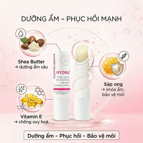 Topicrem Ultra Hydratant Stick Lèvres Son Dưỡng Môi Dưỡng Ẩm Phục Hồi Môi Khô Nứt Nẻ 4g