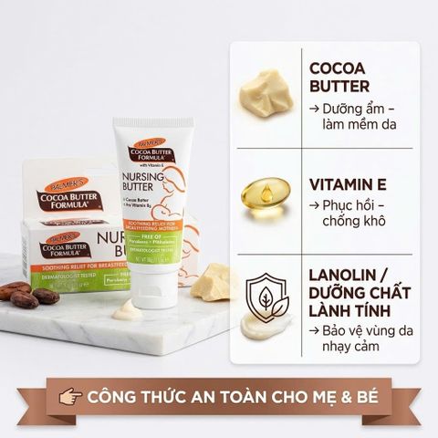 Kem dưỡng núm ti Palmer's Cocoa Butter Formula Nursing Butter cho mẹ cho con bú 30g