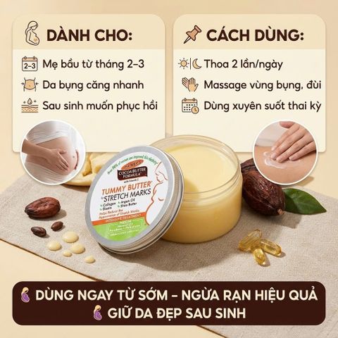 Kem ngừa rạn da bụng Palmer's Tummy Butter for Stretch Marks dưỡng ẩm sâu tăng đàn hồi 125g