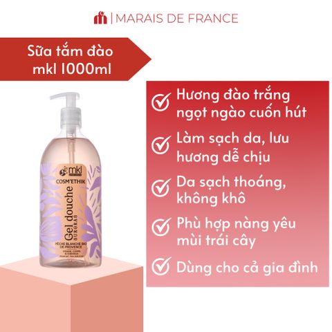 MKL Gel Douche Surgras Sữa Tắm Dưỡng Ẩm 1000ml Hương Đào Trắng Provence Thơm Mềm Dịu Nhẹ Chính Hãng 653869