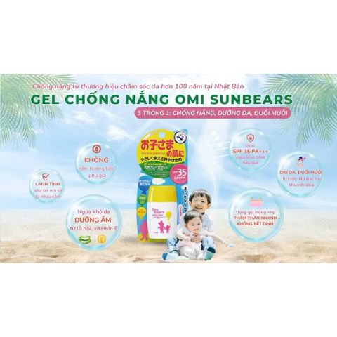 (Nhật) Kem Chống Nắng Trẻ Em Sun Bears Mild Gel OMI SPF35 PA+++