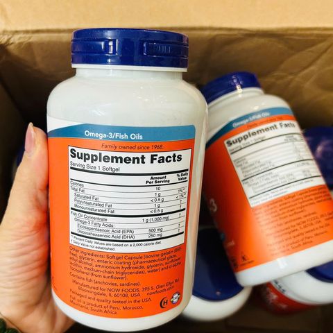 Dầu cá Ultra Omega-3 Fish Oil Now Foods USA 180 viên