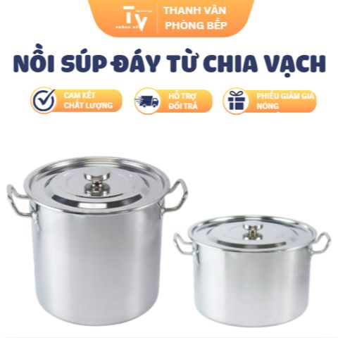 Nồi súp đáy từ chia vạch sáng bóng được làm từ inox và nhựa cao cấp (TV1473-1)