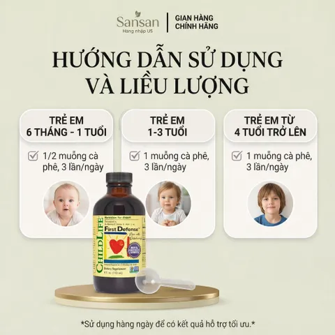 TPBVSK Siro ChildLife Essentials First Defense tăng đề kháng 118ml - Nội địa Mỹ
