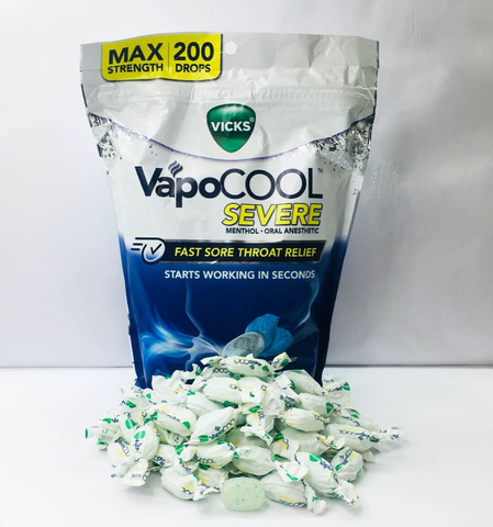 Kẹo ngậm thông cổ Vicks VapoCool Severe WinterFrost 200 Drops