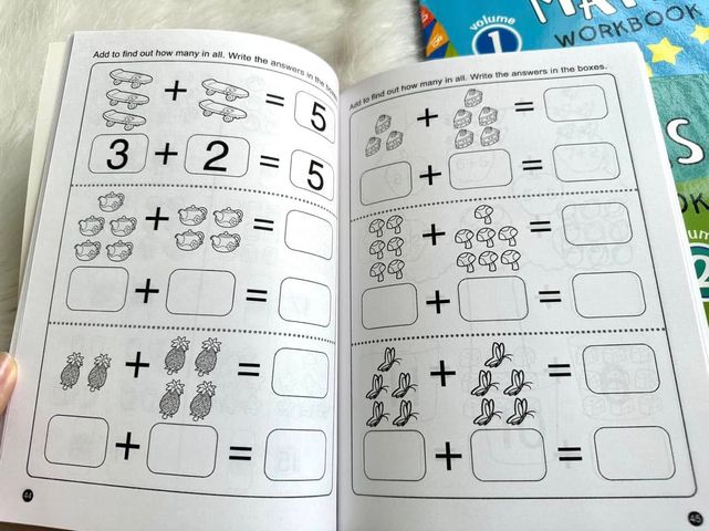 Preschool Math - Bộ 3 quyển Toán sing cho bé 2-6 tuổi in đen trắng