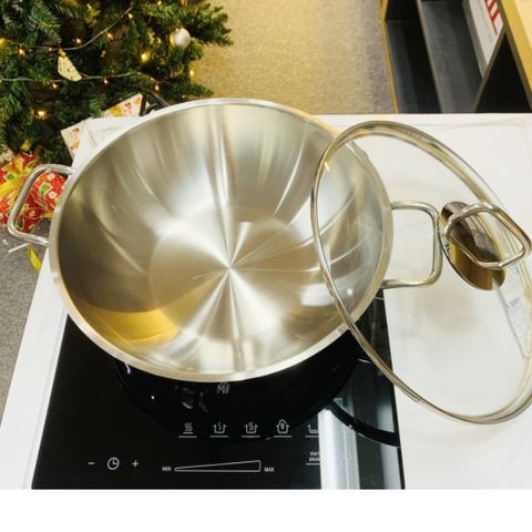Chảo WMF Wok Party 28cm - Chất liệu Cromargan Cao Cấp, Chống Dính, Dùng Được Trên Tất Cả Các Loại Bếp, Hàng Nội Địa Đức