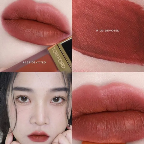 (Cao cấp) Son Kem Tom Ford Liquid Lip Luxe Matte Màu 123 Devoted Đỏ Đất Chính hãng