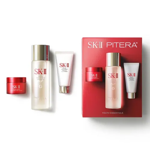 ̣(Cao cấp) Set Dưỡng Da SK-II Pitera Youth Essentials 3 Món (Sữa Rửa Mặt 20g + Nước Thần 230ml + Kem Dưỡng 15g) Chính hãng