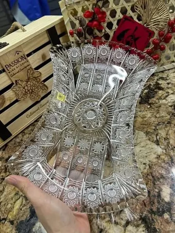 Đĩa eo pha lê mài Bohemia 32cm