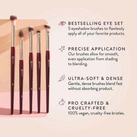 (Bộ 5 Cây) Bộ Cọ Trang Điểm BK Beauty Glam Eye Bundle Màu Đỏ 5 Cây Màu Đỏ Chính Hãng