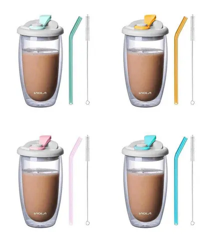 Set 4 Cốc Thủy Tinh 2 Lớp Cách Nhiệt Siêu Xịn VIOLA Bodium