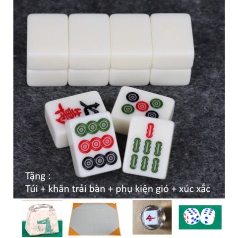 BỘ MẠT CHƯỢC  BẠCH NGỌC / XANH LÁ  size Trung - 30MM 144 QUÂN