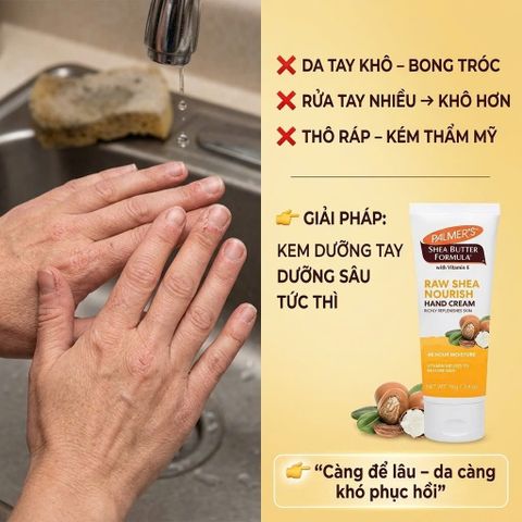 Kem dưỡng da tay khô Palmer's Shea Butter Formula Raw Shea Nourish Hand Cream 96g