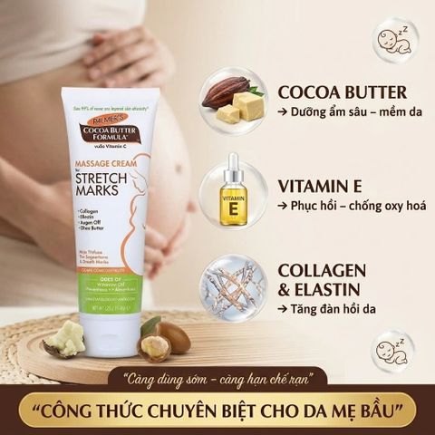 Kem rạn da cho bầu Palmer's Cocoa Butter Formula Massage Cream Stretch Marks 125g
