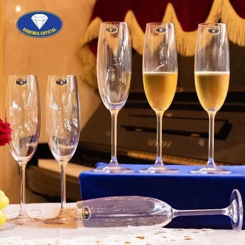 Set 6 Ly uống rượu vang trắng Bohemia Colibri 220 ml Champagne Flute 6pcs