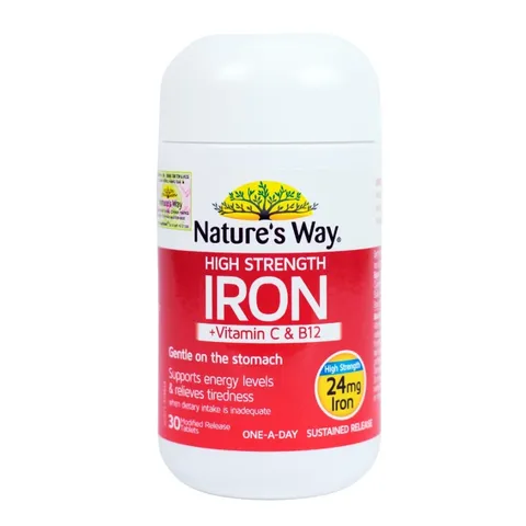 Nature's Way Vitamin C & B12 Kết Hợp Sắt Cao Cấp – Hỗ Trợ Bổ Sung Sắt và Vitamin Cho Bé (30 Viên)