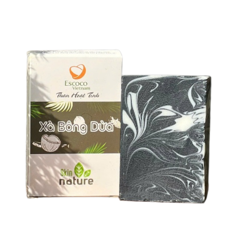 Xà bông dừa Than Hoạt Tính Escoco 100g - Sạch Sâu, Giải Độc Cho Da Nhạy Cảm, Chăm Sóc Da Mặt và Cơ Thể tự nhiên