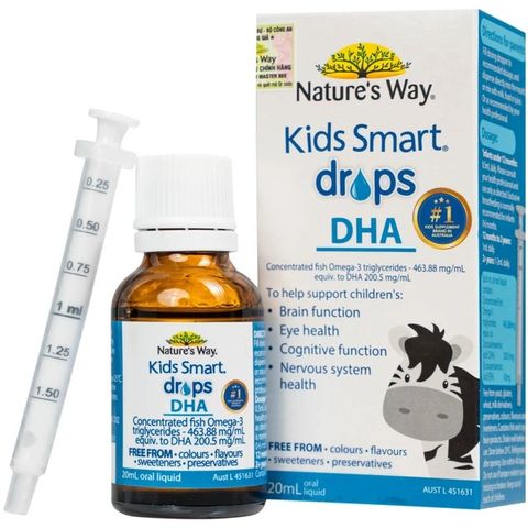 Nature's Way Kids Smart Drops DHA 20ml - Bổ sung DHA và EPA cho não bộ, mắt, hệ thần kinh, hàng nhập khẩu Úc chính ngạch