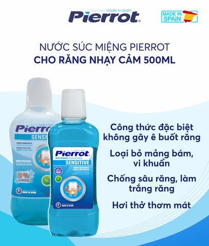 Nước Súc Miệng Pierrot 500ML - Dành Cho Răng Nhạy Cảm, Vị Bạc Hà Tươi Mát, Chăm Sóc Răng Miệng Hiệu Quả