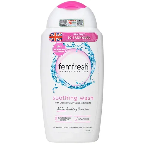 Femfresh Soothing Wash - Dung Dịch Vệ Sinh Phụ Nữ 250ml Kháng Khuẩn, Không Gây Dị Ứng, Hàng Nhập Khẩu Chính Ngạch từ Anh