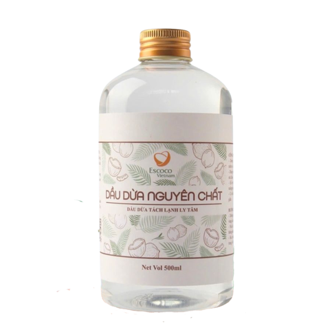 Dầu Dừa Nguyên Chất Escoco Tách Lạnh Ly Tâm - Dưỡng Ẩm Da, Dưỡng Tóc, Hữu Ích Cho Sức Khỏe - 100ml, 250ml, 500ml