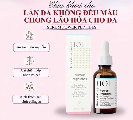 (Châu Âu) Tinh Chất Kích Thích Tăng Sinh Collagen, Giảm Nếp Nhăn, Phục Hồi Geek & Gorgeous Power Peptides