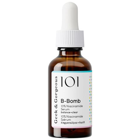 (Châu Âu) Tinh Chất Kiềm Dầu, Hỗ Trợ Kháng Viêm, Cải Thiện Mụn Geek & Gorgeous B-Bomb 10% Niacinamide