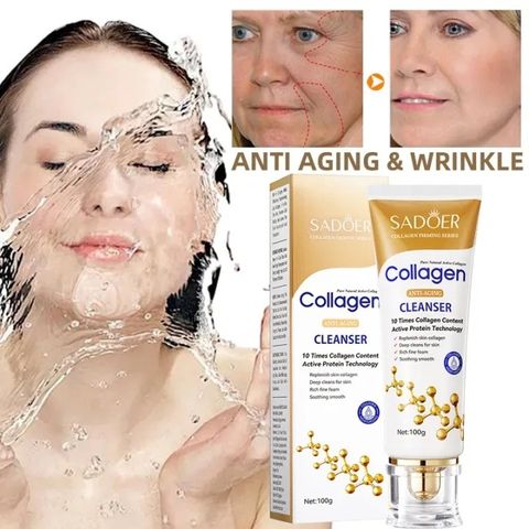 Sữa Rửa Mặt Collagen Anti-Aging Facial Cleanser Làm Trắng Da Dưỡng Ẩm Loại Bỏ Bụi Bẩn 100g