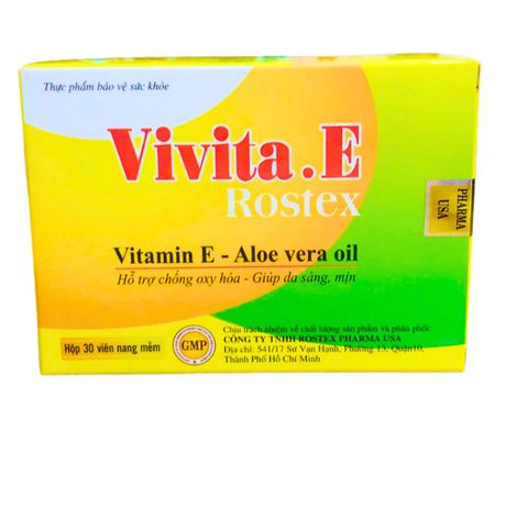 Viên uống đẹp da Vivita.E Rostex Omega 3, tinh dầu nha đam - Hộp 30 viên