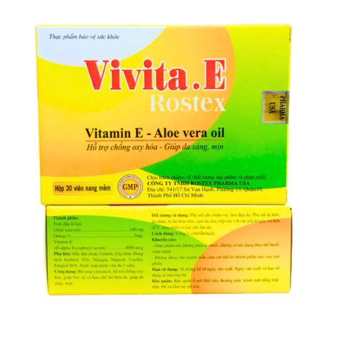 Viên uống đẹp da Vivita.E Rostex Omega 3, tinh dầu nha đam - Hộp 30 viên