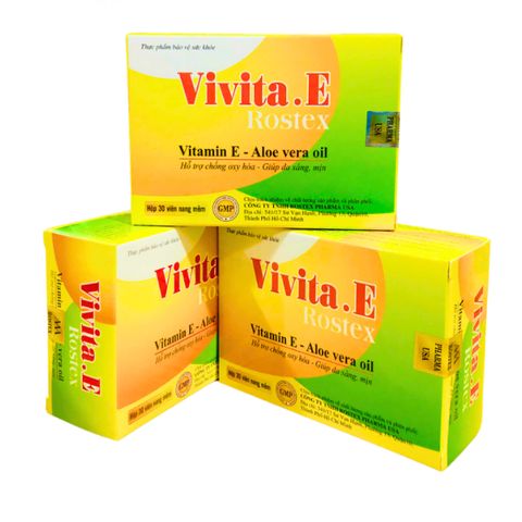 Viên uống đẹp da Vivita.E Rostex Omega 3, tinh dầu nha đam - Hộp 30 viên
