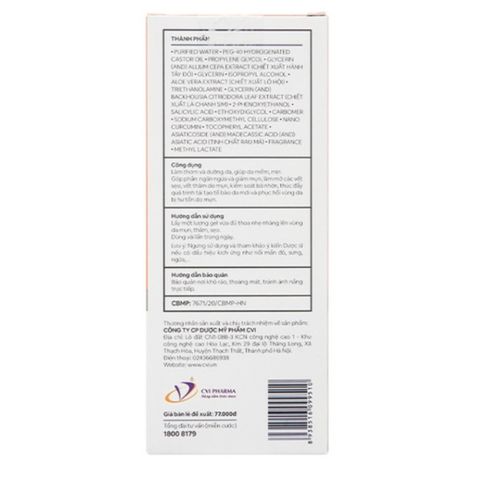 Gel ngừa mụn, mờ thâm sẹo Nano Curcumin Decumar - Tuýp 20g