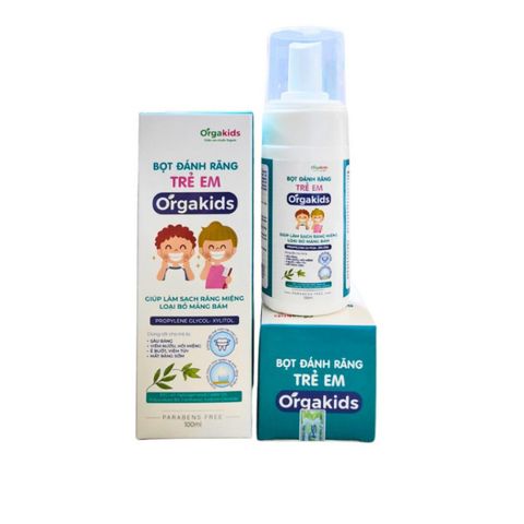 Bọt đánh răng trẻ em cao cấp Orgakids an toàn cho bé làm sạch khoang miệng loại bỏ mảng bám dễ dàng - Lọ 100ml