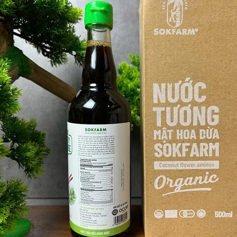 Nước tương mật hoa dừa organic Sokfarm 500ml - Dòng ít muối 656641