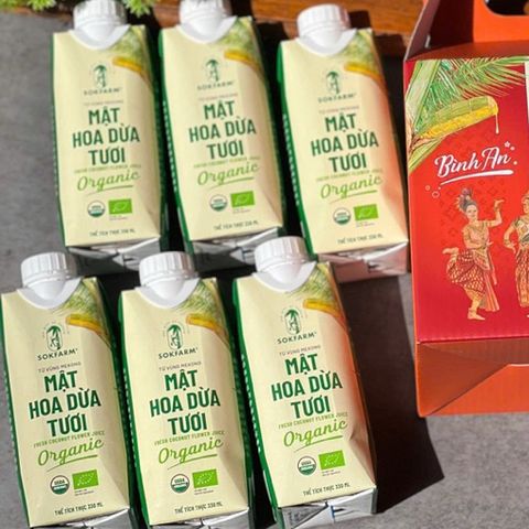 [Hoả tốc HCM] Combo 5 hộp mật hoa dừa tươi Sokfarm dòng tiệt trùng UHT 330ml