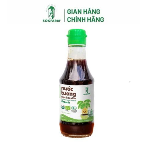 Rẻ vô địch_Nước tương mật hoa dừa organic Sokfarm cho bé ăn dặm 200ml