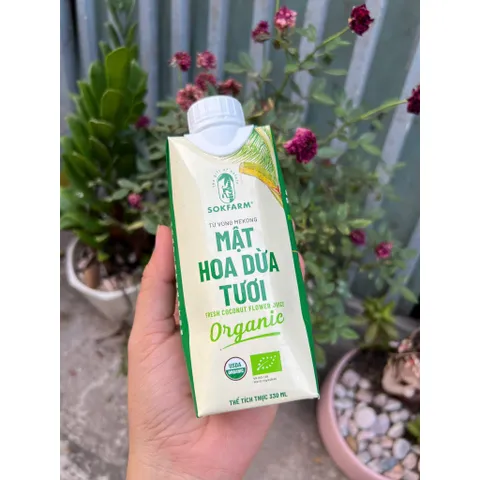 Hỏa tốc HCM - Combo 6 hộp mật hoa dừa tươi Sokfarm dòng tiệt trùng 330ml - mật hoa dừa UHT