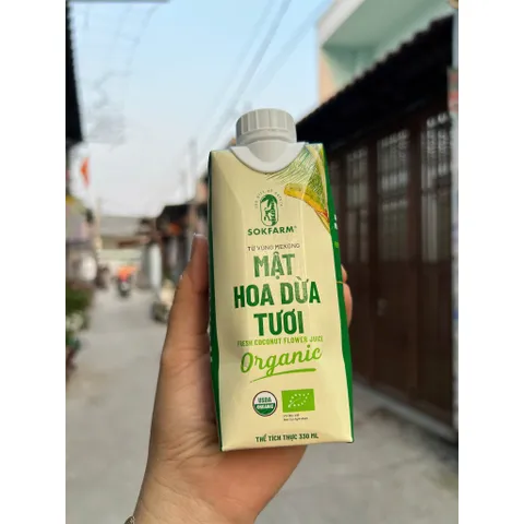 Hỏa tốc HCM - Combo 6 hộp mật hoa dừa tươi Sokfarm dòng tiệt trùng 330ml - mật hoa dừa UHT