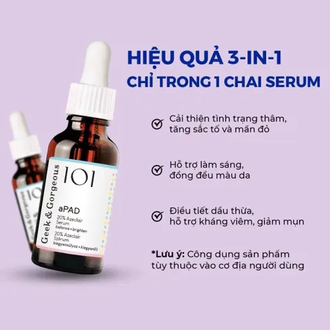 (Châu Âu) aPAD 20% dẫn xuất Azelaic Acid Tinh Chất Mờ Thâm, Dưỡng Sáng, Kiểm Soát Dầu Geek & Gorgeous